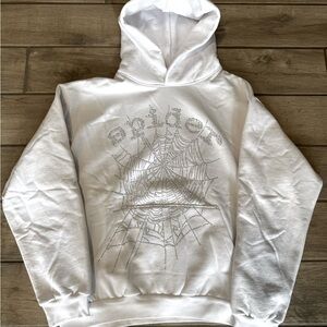 White Sp5der Graphic Hoodie